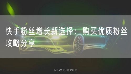 快手粉丝增长新选择:购买优质粉丝攻略分享