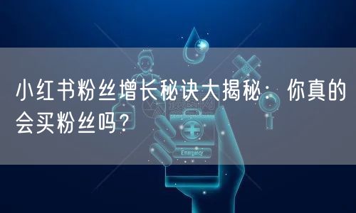 小红书粉丝增长秘诀大揭秘：你真的会买粉丝吗？