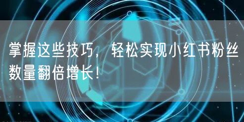 掌握这些技巧，轻松实现小红书粉丝数量翻倍增长！