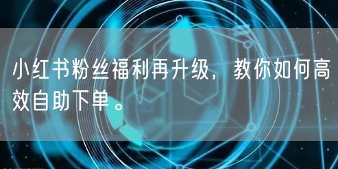 小红书粉丝福利再升级，教你如何高效自助下单。