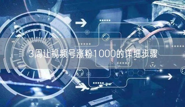 3周让视频号涨粉1000的详细步骤
